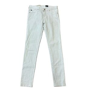 AG Adriano Goldschmied Legging Super Skinny Fit Jean White & Tan Stripe Size 26R